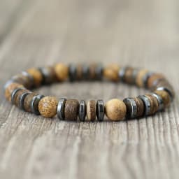 New Vintage Men Bracelet Stone Natural Wooden Braclet Homme Hematite Tiger Eyes Braslet Coconut Bead Brazalete Pulsera Hombre