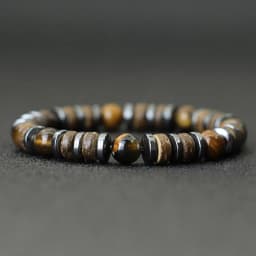 New Vintage Men Bracelet Stone Natural Wooden Braclet Homme Hematite Tiger Eyes Braslet Coconut Bead Brazalete Pulsera Hombre