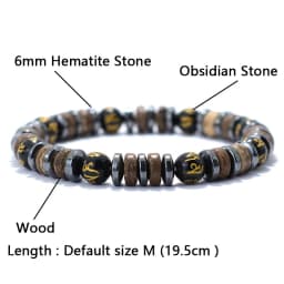 New Vintage Men Bracelet Stone Natural Wooden Braclet Homme Hematite Tiger Eyes Braslet Coconut Bead Brazalete Pulsera Hombre