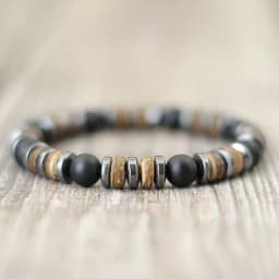 New Vintage Men Bracelet Stone Natural Wooden Braclet Homme Hematite Tiger Eyes Braslet Coconut Bead Brazalete Pulsera Hombre