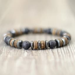 New Vintage Men Bracelet Stone Natural Wooden Braclet Homme Hematite Tiger Eyes Braslet Coconut Bead Brazalete Pulsera Hombre