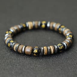 New Vintage Men Bracelet Stone Natural Wooden Braclet Homme Hematite Tiger Eyes Braslet Coconut Bead Brazalete Pulsera Hombre