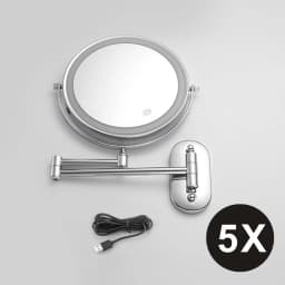 8 inch Makeup Mirror Chrome 3x/5x/7x/10x Magnifying Double Side USB Charging Bathroom 3 Color Light Smart Cosmetic Mirrors