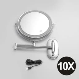 8 inch Makeup Mirror Chrome 3x/5x/7x/10x Magnifying Double Side USB Charging Bathroom 3 Color Light Smart Cosmetic Mirrors