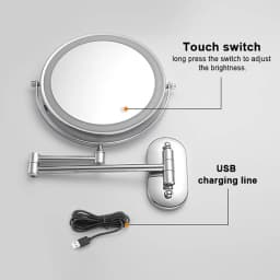 8 inch Makeup Mirror Chrome 3x/5x/7x/10x Magnifying Double Side USB Charging Bathroom 3 Color Light Smart Cosmetic Mirrors