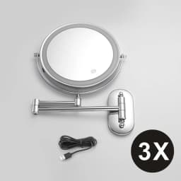 8 inch Makeup Mirror Chrome 3x/5x/7x/10x Magnifying Double Side USB Charging Bathroom 3 Color Light Smart Cosmetic Mirrors