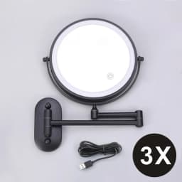8 inch Makeup Mirror Chrome 3x/5x/7x/10x Magnifying Double Side USB Charging Bathroom 3 Color Light Smart Cosmetic Mirrors