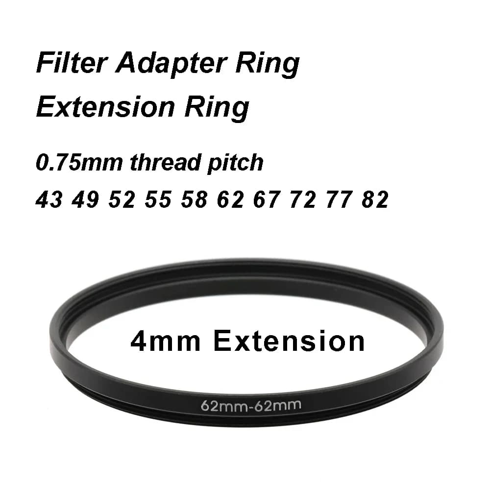 Filter Adapter Extension Ring Male to Female 0.75mm pitch Universal 43-43 49-49 52-52 55-55 58-58 62-62 67-67 72-72 77-77 82-82