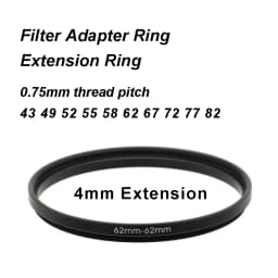 Filter Adapter Extension Ring Male to Female 0.75mm pitch Universal 43-43 49-49 52-52 55-55 58-58 62-62 67-67 72-72 77-77 82-82