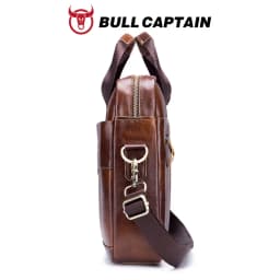 BULLCAPTAIN Briefcase Shoulder Messenger Bags Men's Genuine Leather 14-inch Laptop Bag's Men's Briefcase Office Business Handbag