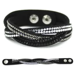 XQNI New Fashion Crystal Bangle Leather Bracelets European Style Adjustable Rhinestone Classic Charm Bracelets For Women Jewelry