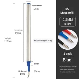 3/20 PCS Metal Refills 0.5mm for Roller Ballpoint Pen Business Pen Ball Pen Refills 11cm Length Office School Supply Stationery
