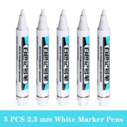 1/5 PCS White Marker Pens Oily Waterproof White Graffiti Sketching Markers Stationery Deep Hole Marker White Permanent Paint