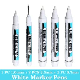 1/5 PCS White Marker Pens Oily Waterproof White Graffiti Sketching Markers Stationery Deep Hole Marker White Permanent Paint