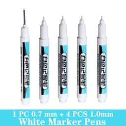 1/5 PCS White Marker Pens Oily Waterproof White Graffiti Sketching Markers Stationery Deep Hole Marker White Permanent Paint