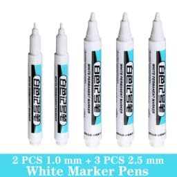 1/5 PCS White Marker Pens Oily Waterproof White Graffiti Sketching Markers Stationery Deep Hole Marker White Permanent Paint