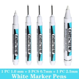 1/5 PCS White Marker Pens Oily Waterproof White Graffiti Sketching Markers Stationery Deep Hole Marker White Permanent Paint