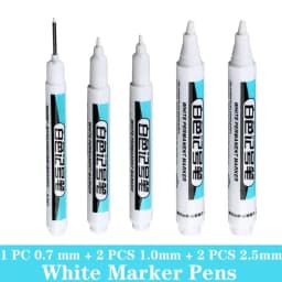 1/5 PCS White Marker Pens Oily Waterproof White Graffiti Sketching Markers Stationery Deep Hole Marker White Permanent Paint