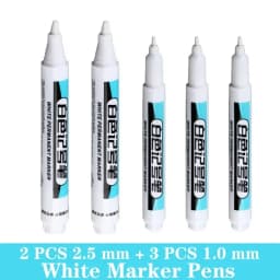 1/5 PCS White Marker Pens Oily Waterproof White Graffiti Sketching Markers Stationery Deep Hole Marker White Permanent Paint