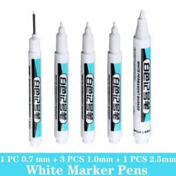 1/5 PCS White Marker Pens Oily Waterproof White Graffiti Sketching Markers Stationery Deep Hole Marker White Permanent Paint