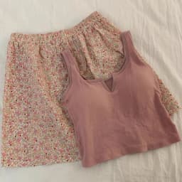 Korean Style Sexy Cute Little Emerald Flower Vest Women's Home Clothes With Chest Cushion Comfortable Cotton Pajamas Set