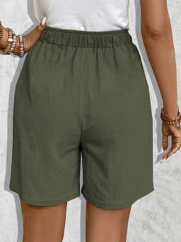 Women’s Solid Color Fashion Casual Elegant Style Shorts Versatile Daily Sports Style Slim and Loose Fitting Straight Leg Pants