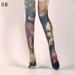 Japanese Style Floral Printed Tattoo Pantyhose Y2k Women Stylish Velvet Stockings Nightclub Tights Sweet Lolita Tattoo Pantyhose