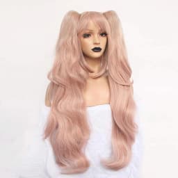 Light Pink Cosplay Wig Long Synthetic Wig For Girls Costume Party Halloween Wig Ponytail Wig for Christmas