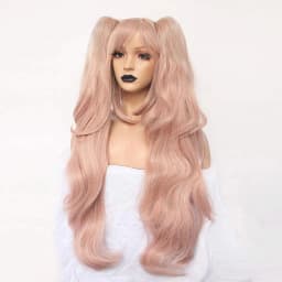 Light Pink Cosplay Wig Long Synthetic Wig For Girls Costume Party Halloween Wig Ponytail Wig for Christmas