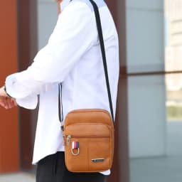 Leather Men's Sling Bag Messenger Shoulder Crossbody Bags Large Capacity Handbags Multifunctional