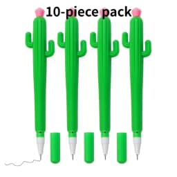 10 Sets of Cute Cartoon Stress Relief Pen Cactus Soft Glue Neutral Pen Student Creative Stationery Prickly Pear Shape Pen