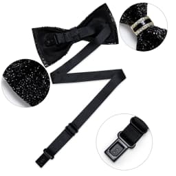 Shinny Rhinestone Diamond Bow Tie Pre-tied Bowknot for Wedding Prom Tuxedo Suits Black Red Green Butterfly Gift for Men
