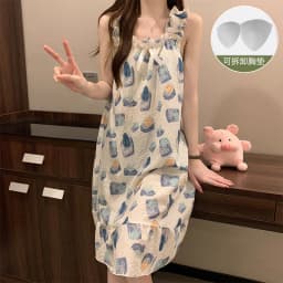 Summer Ladies Nightgown Halter Nightgown Nightgown Women Summer Vest Nightgown with Bra Pads Can Be Worn Outside Home Wear