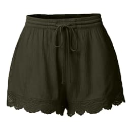 Shorts For Women Ruffle Hem Casual Shorts Plus Size Drawstring Lace Shorts