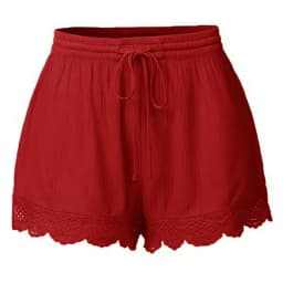 Shorts For Women Ruffle Hem Casual Shorts Plus Size Drawstring Lace Shorts