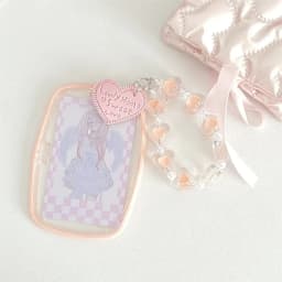 Cute Women Girls Pink Ellipse Photocard Holder Korean Fashion Kpop Idol Photo Card Organizer Kawaii ID Card Holder with Pendant