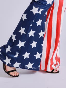 Star Spangled Flag Printed Bell Pants For Women's Slim Fit High Waist Casual Comfort High Elasticity