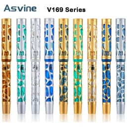 Asvine V169 Vacuum Filling Fountain Pen Luxury Elegant Transparent Acrylic Skeleton Hollow Carved Writing Supplies Stationery
