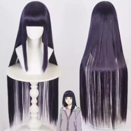 100cm Long Cosplay Anime Hyuga Hinata Straight Hair Wig Heat Resistant Full Bangs Synthetic Hair Wig