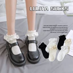 JK Woman Socks Solid Black White Lolita Lacework Ruffle Socks Summer Thin Kawaii Sweet Girls Cute Short Socks Women