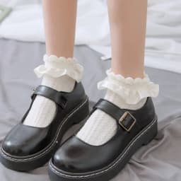 JK Woman Socks Solid Black White Lolita Lacework Ruffle Socks Summer Thin Kawaii Sweet Girls Cute Short Socks Women