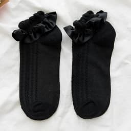 JK Woman Socks Solid Black White Lolita Lacework Ruffle Socks Summer Thin Kawaii Sweet Girls Cute Short Socks Women
