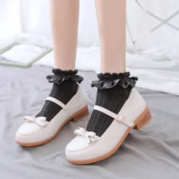 JK Woman Socks Solid Black White Lolita Lacework Ruffle Socks Summer Thin Kawaii Sweet Girls Cute Short Socks Women