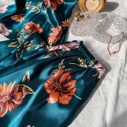 2pcs Summer Women Dress  Printed Suspenders and Long Pants Silk Breathable Backless V-Neck Sling for Home Wear Women Pajamas