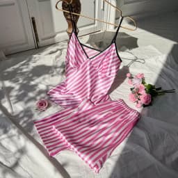 2pcs Summer Women Dress  Printed Suspenders and Long Pants Silk Breathable Backless V-Neck Sling for Home Wear Women Pajamas