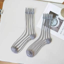 Ultra-thin Cute Mesh Summer Transparent For Women Glass Silk Socks Female Hosiery Striped Socks Middle Tube Socks