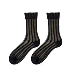 Ultra-thin Cute Mesh Summer Transparent For Women Glass Silk Socks Female Hosiery Striped Socks Middle Tube Socks