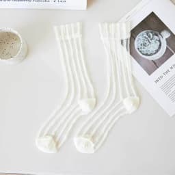 Ultra-thin Cute Mesh Summer Transparent For Women Glass Silk Socks Female Hosiery Striped Socks Middle Tube Socks