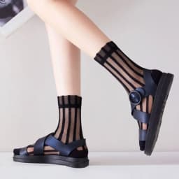 Ultra-thin Cute Mesh Summer Transparent For Women Glass Silk Socks Female Hosiery Striped Socks Middle Tube Socks
