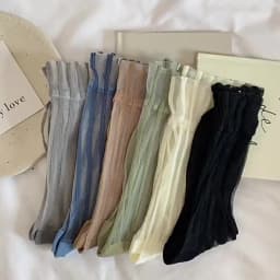 Ultra-thin Cute Mesh Summer Transparent For Women Glass Silk Socks Female Hosiery Striped Socks Middle Tube Socks